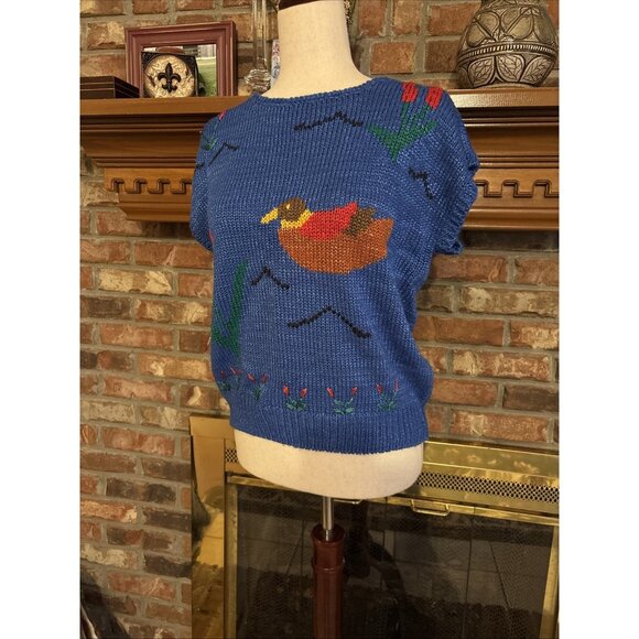 Chais Blue Knit Silk Blend Vest Size Large - Picture 2 of 6